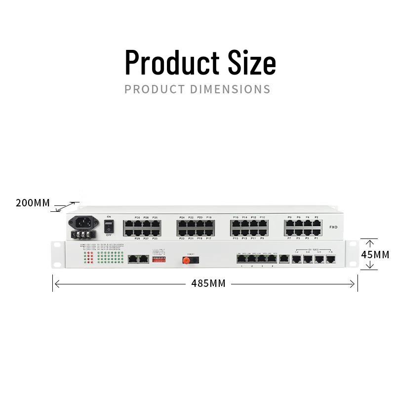 LIJIA 20-Port Phone & 4-Port Ethernet E1 Optical Transceiver