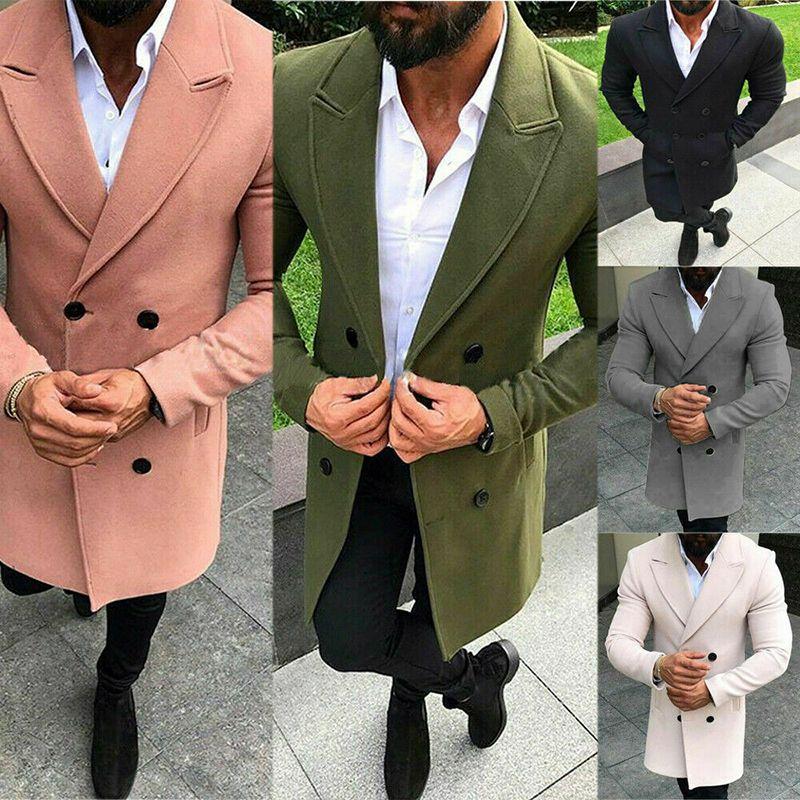 Luxurious Men's Winter Trench Coat With Warm Lapel And Hidden Shoulder Pads