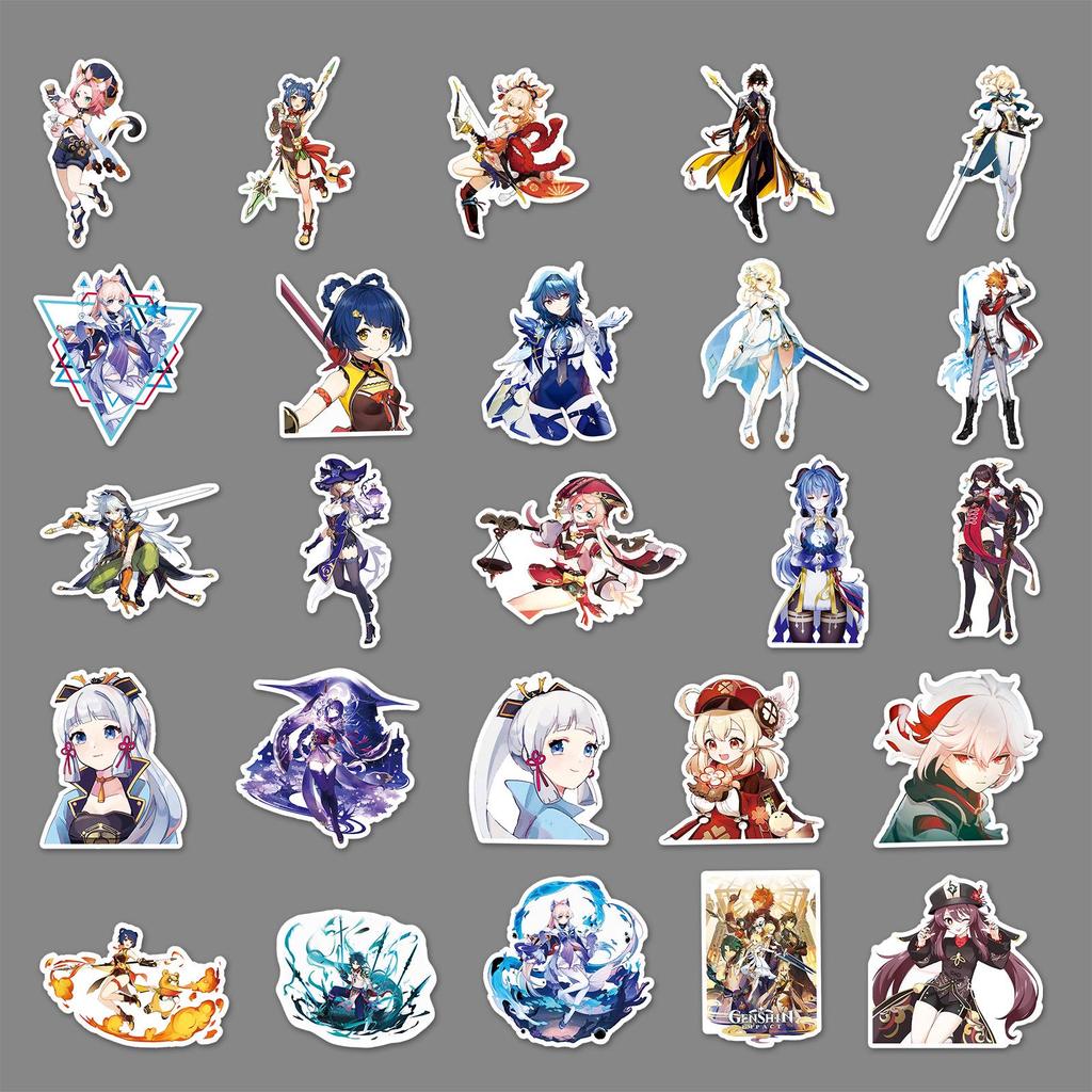 50PCS Genshin Impact Cartoon Graffiti Stickers for DIY Skateboards, Phones & Suitcases - Waterproof