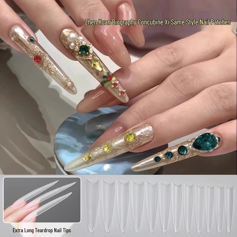 

Zhen Huan Xi Fei Court-Style Seamless Long Oval Press-On Nails