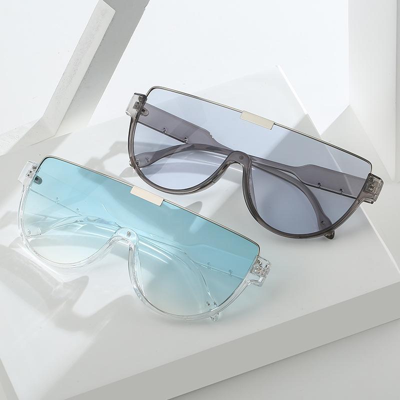 Integrated large frame sunglasses, European and American fashion half personalized metal toad sunglasses sunglasses