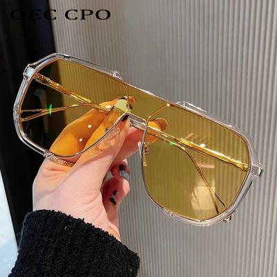 Oversized Sunglasses Women  New Unique One Piece Fashion Sunglasses For Men UV400 Punk Glasses Trending Female Eyewear UV400