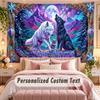 Wolf (126) Theme Wall Tapestry Customized With Name Text Personalized Hanging Tapestry For Bedroom Living Room Decor