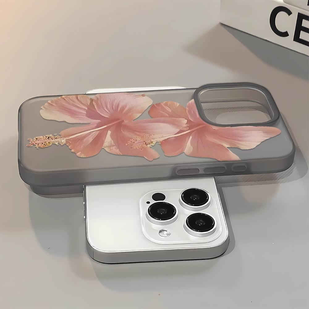 Two Pink Flowers Soft Phone Case For IPhone 17 16 15 14 13 12 11 Pro Max 7 8 XR XS Transparent Silicone Soft Cover Case