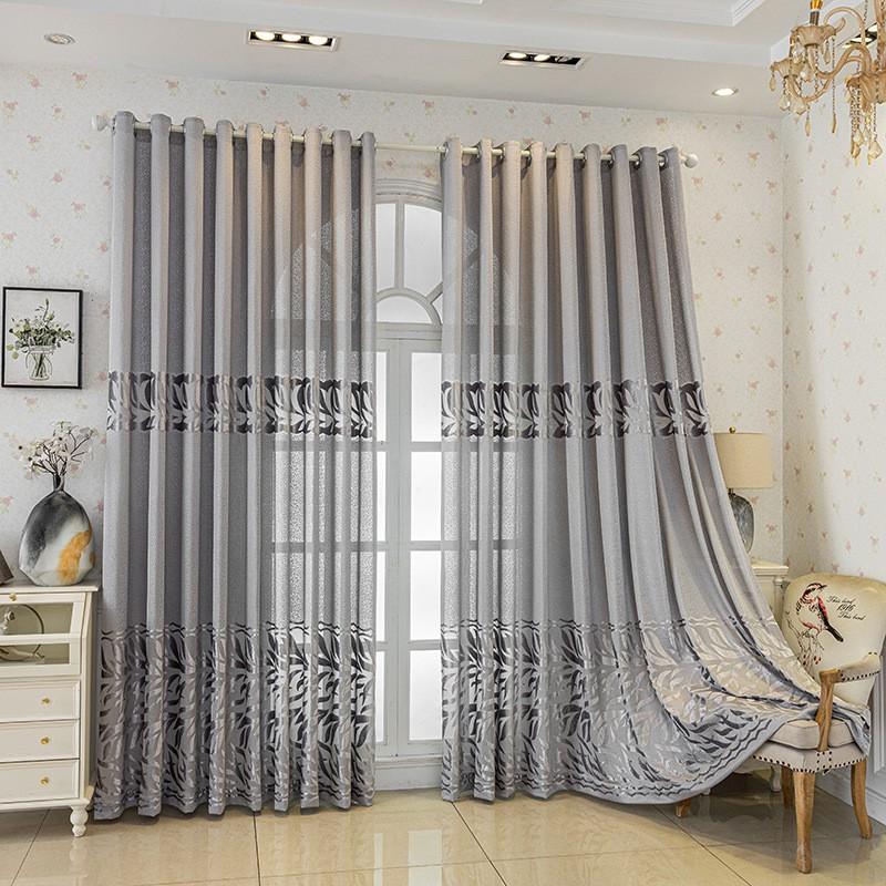 Modern Gray Jacquard Sheer Curtain Panel Living Room Bedroom Semi-Transparent Decorative Window Treatment