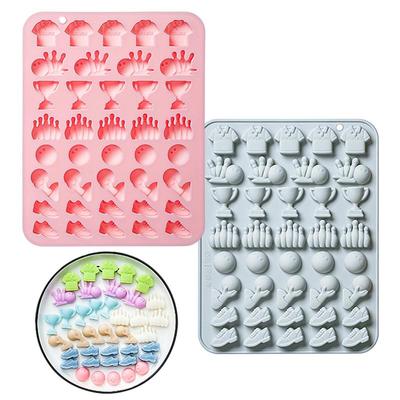 Sports Bowling Chocolate Mold 39 Cavities Food Safe Silicone Candy Mould for Birthday Party Supplies