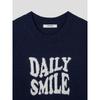 8SECONDS Wave Letter Jacquard Round Neck Short Sleeve Pullover Navy