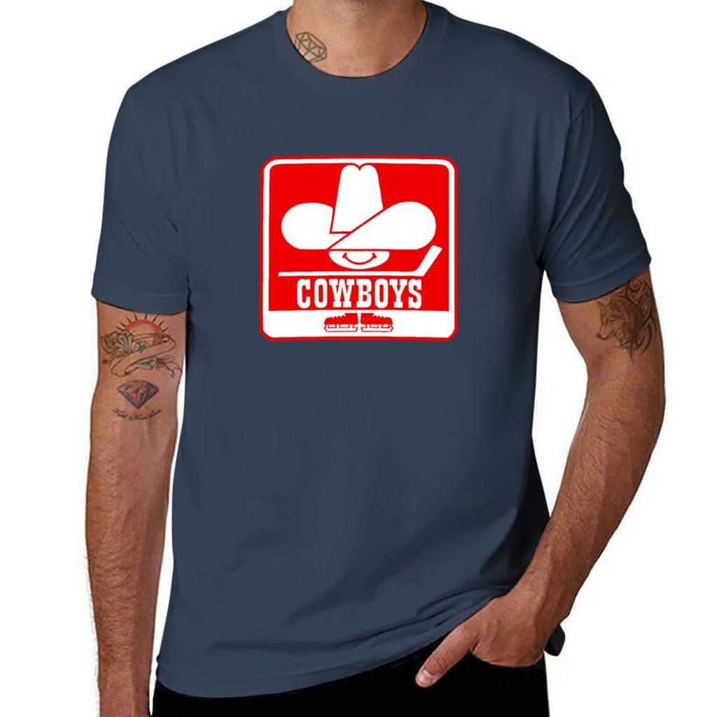 Calgary Cowboys Wha Hockey Tshirt Basic Regular Fit Casual Tshirt