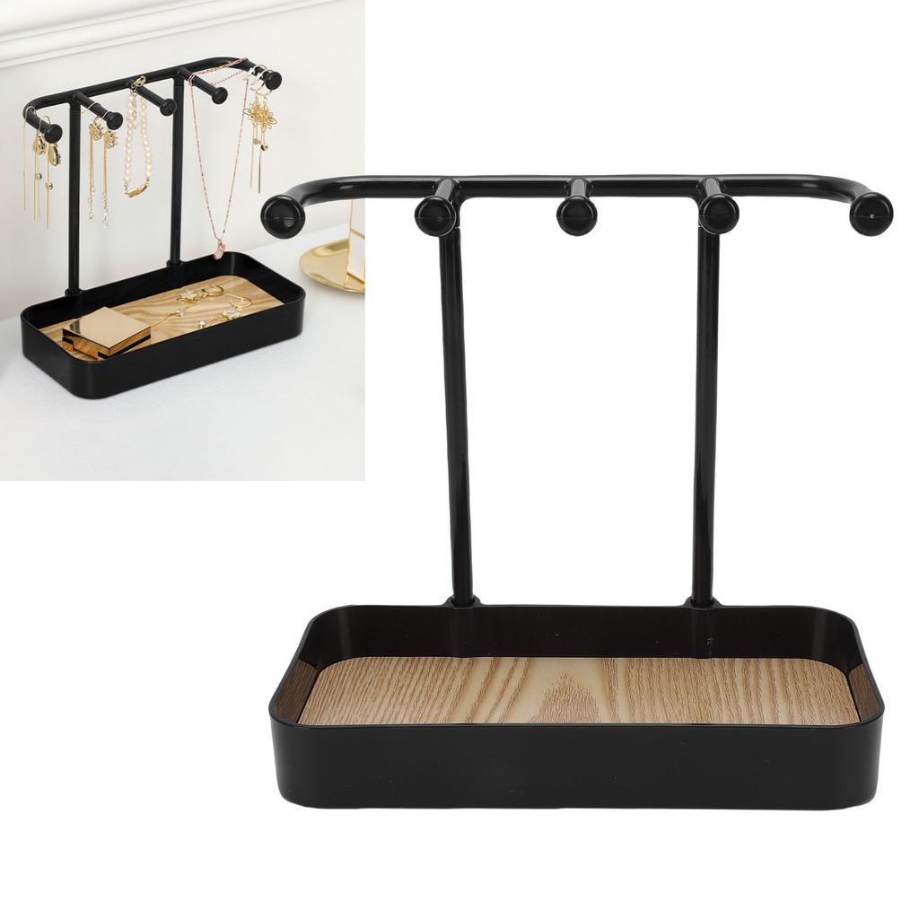 Jewelry Stand with Wooden Tray Jewelry Hook for Necklace Bracelets Ear s Keys Watches