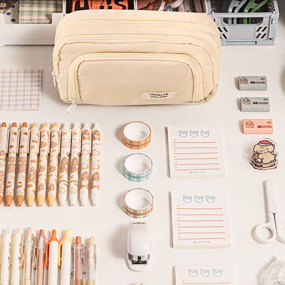Large-capacity Pencil Bag Multi-purpose Desk Organizer Storage Pouch Stationery Pen Case  Student