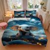 3pcs Anime Elephant Cloud Night Sky Comforter Set with One Quilt Cover and Two Pillowcases (No Core) - Festive Gift for Bedroom Decor, Polyester Fabri