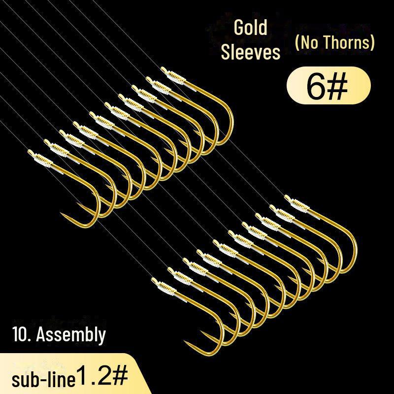Gold Sleeve Anti-Tangle Double Hook Fishing Line Set for Crucian Carp