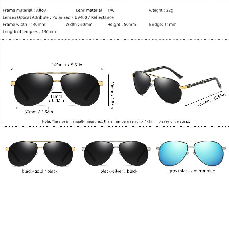 Classic Hd Polarized Sunglasses Men Pilot Uv400 Sun Glasses Driving High Quality Eyewear  Brand Designer