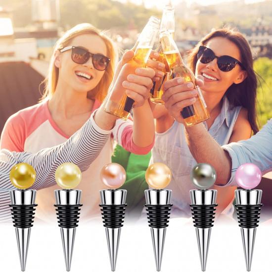 6 Pieces Metal Bottle Stopper 16 x 3/8 Blank Stainless Steel Wine Bottle Stopper Kit Reusable Wine Saver Corks Chrome Bottle Stopper Set Hardware for