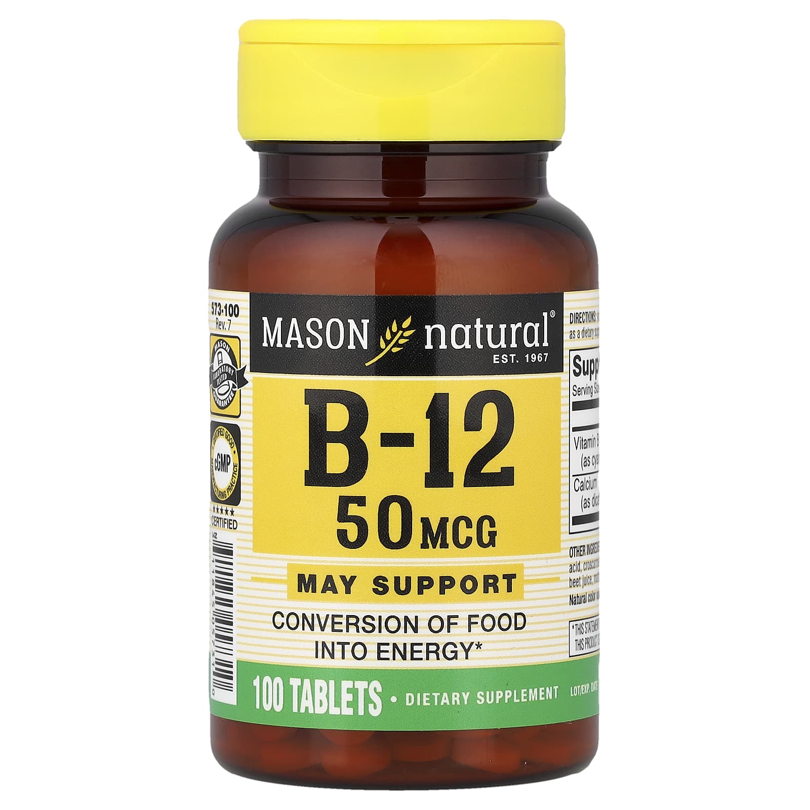 

Mason Natural, Vitamin B-12, 100 Tablets