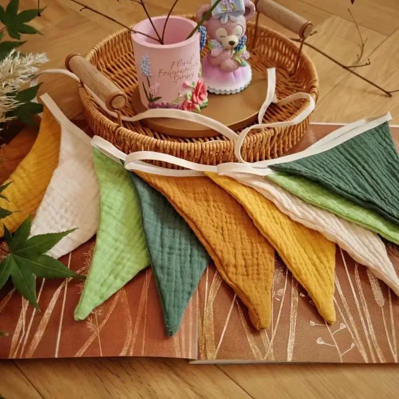 Wimpelkette Banner Flaggen Kinderzimmer Wimpelkette Banner Flaggen Waschbare Baumwolle Stoff Dreieck Wimpel Girlanden für Wohnzimmer und Schlafzimmer