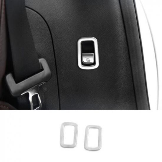 For Mercedes-Benz GLC 2016-2021 Steel Silver Rear Seat Button Cover Trim 2PCS