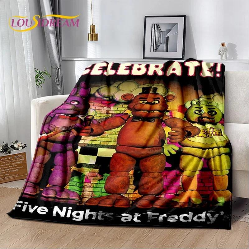 3D Horror Game F-FNAF Freddy Cartoon Soft Flannel Blanket for Bed Bedroom Sofa Picnic,Throw Blanket for Outdoor Leisure Nap Gift