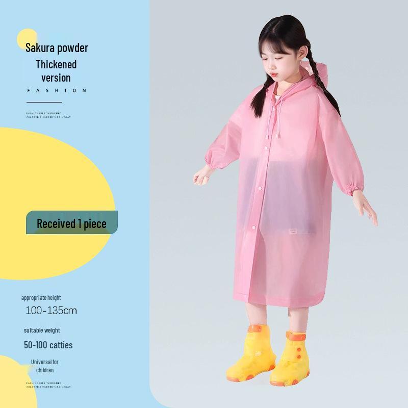 Children's Disposable Extended One-Piece EVA Raincoat with Backpack Cape