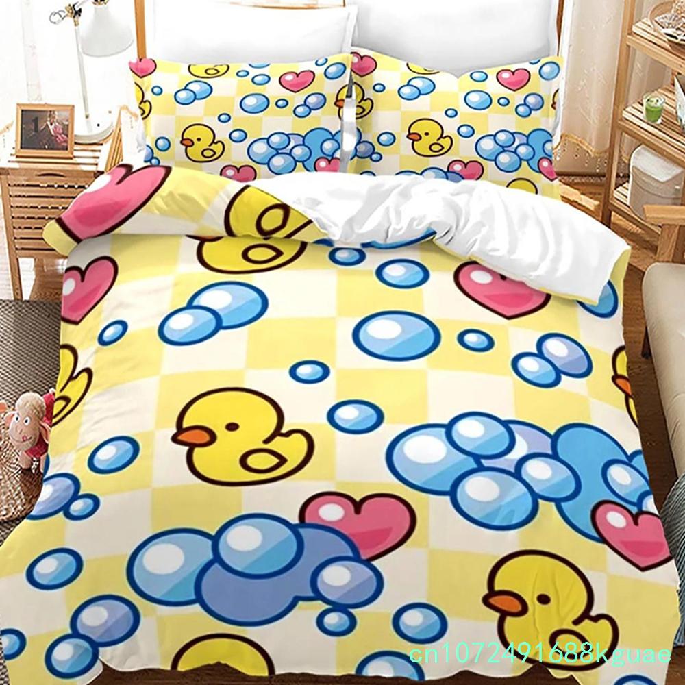 Yellow Duck Bedding Set Single Twin Full Queen King Size Little Duck Bed Set Aldult Kid Bedroom Duvetcover Sets 3D Print