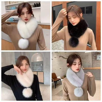 Thickened Faux Fur Scarf Plush Fur Collar Trim Fashion Neck Warmer Snood  Autumn Winter