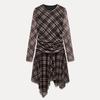 Za2025 Spring New Women's Clothing Fashion Gingham Ruched Silk Net Elegant Long-Sleeve round-Collar Dress 5039282