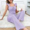 Damen Lochstickerei Pyjama Set 2 Teile Rüschen Ärmelloses Tanktop Und Lange Hose Pjs Set Sommer Lounge Nachtwäsche
