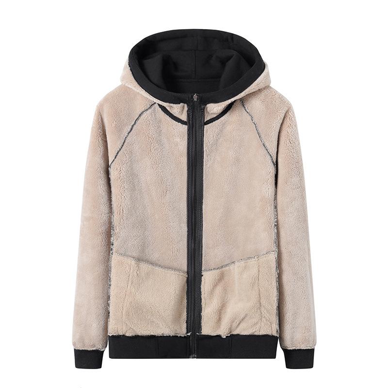 New Winter Lamb Velvet Sports Sweatshirt for Men Plus Velvet Thickened Cardigan Hooded Warm Jacket Large Size Cardigan