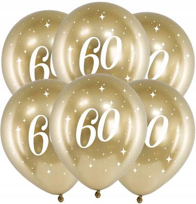 Balloons For 60th Birthday Sixtieth Gold Glossy Chrome Party 6 Pcs.