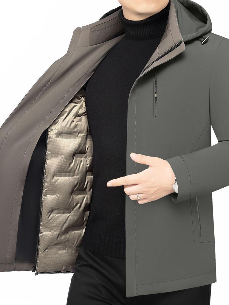 2025 Men's Winter Hooded Casual Jacket: Detachable Liner, Thick Warm, Windproof