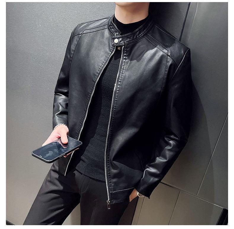 Men's Slim Casual Korean Style Leather Motorcycle Jacket