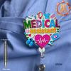2D flaches einziehbares Ausweishalter-Röllchen, niedlicher Acryl-Ausweisclip mit medizinischem Assistenten-Thema für Krankenschwestern, Ärzte, schönes Festivalgeschenk für Krankenhaus-Mitarbeiter