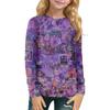 Children's Witch  Printed Long Sleeved Round Neck Top With Floral Print For Daily Casual T-shirt