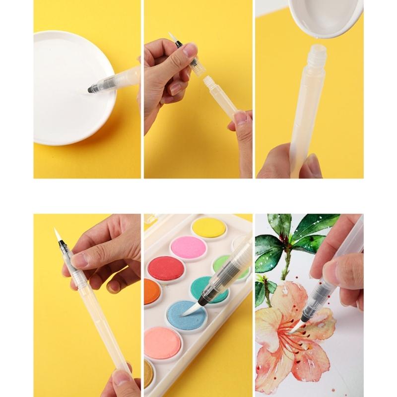 9/12 st Påfyllningsbar Vattenpenselpenna Platt/Spetsig Spets Målning Vattenpenselpenna för Barn Vuxen Akvarell Gouache Målning