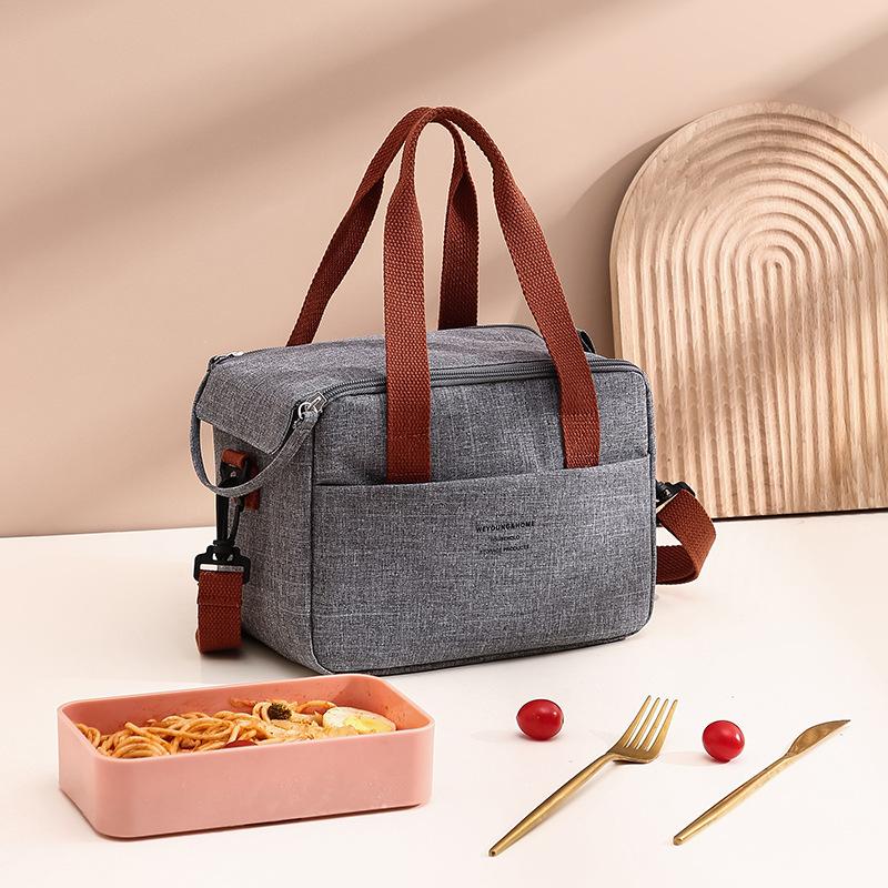 Portable Lunch Bag Thermal Insulated Lunch Box Tote Cooler Handbag Waterproof Bento Pouch Office Food Shoulder Bags