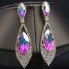 Imitation Diamonds Dangle Earrings for Women Ear Pendants with Rhinestones Teardrop Handmade Cubic Zirconia Earwear