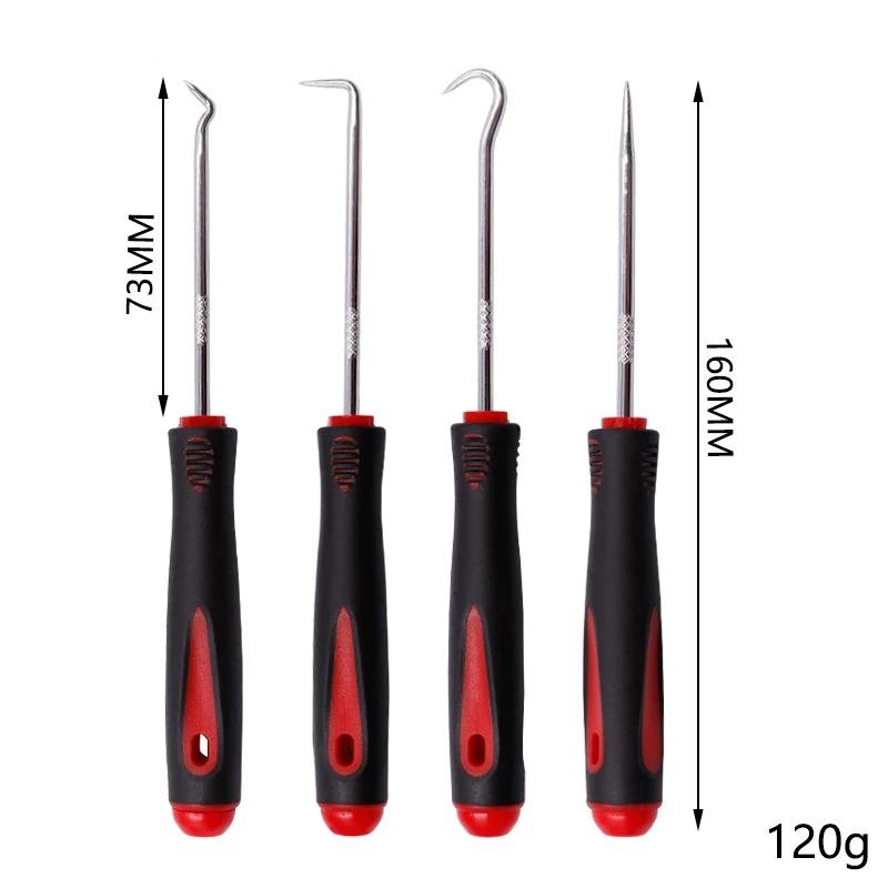 4pcs/set Heat-resistant Antislip Hook Pick Set Car Oil Seal Screwdriver Gasket Puller Oil Seal Removal Hook Tool Car Repair Tool