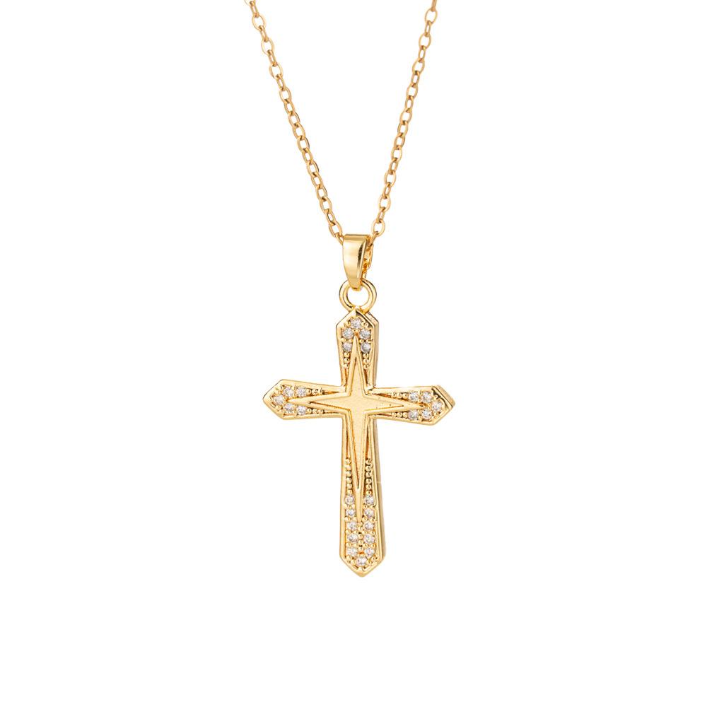 Elegant Cross Necklace with Full Diamond Design – Versatile Jewelry for Women