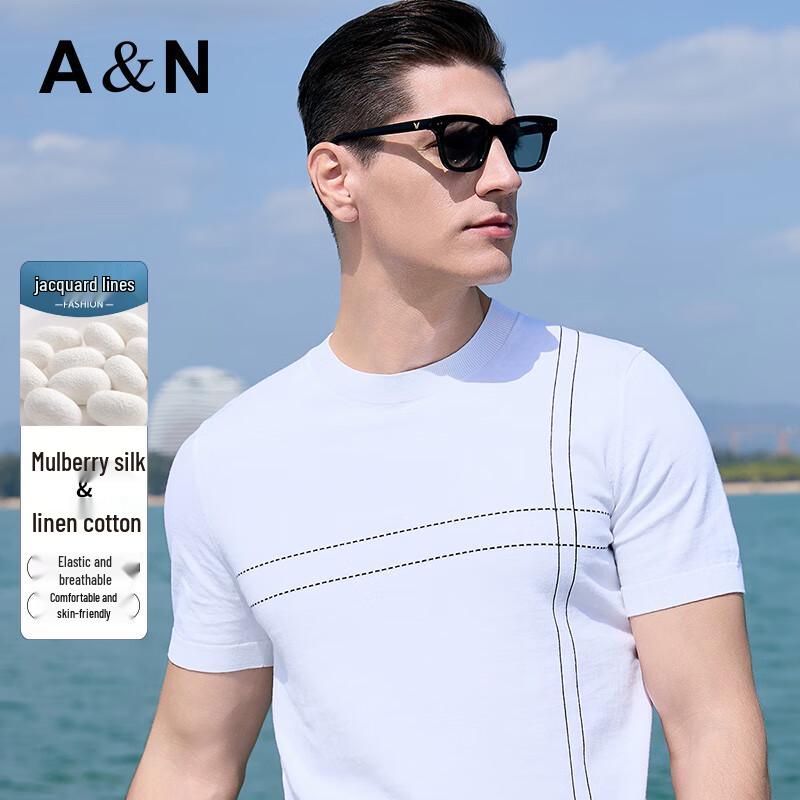 Antonio Men s Linen & Silk Blend Knitted Short Sleeve T-shirt M
