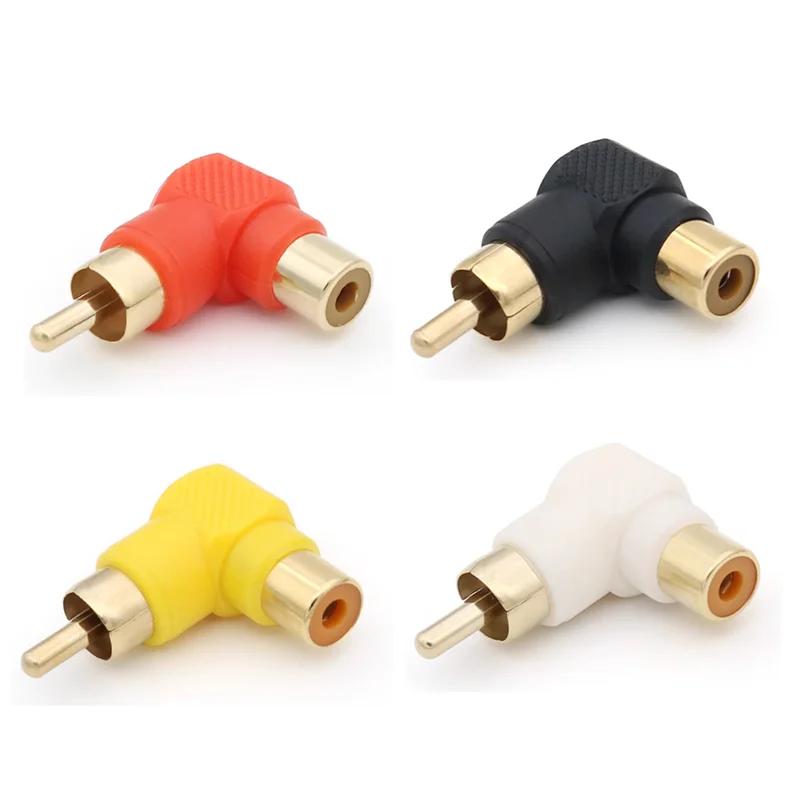 4Pcs Gold-Plated RCA Plug 90 Degree Right Angle Male Female Elbow Connector for Audio Video Adapter