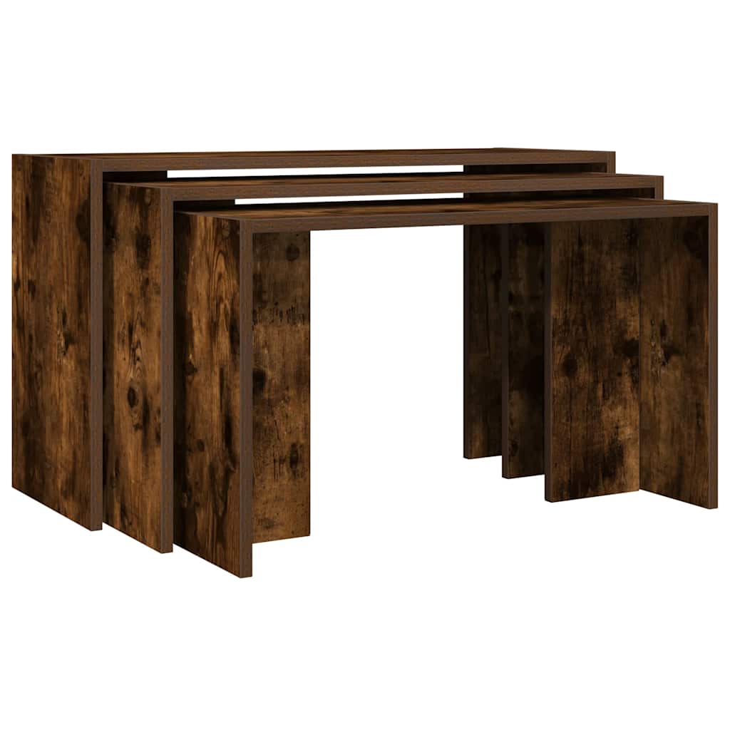 Nesting Tables 3 Pcs Smoked Oak Engineered Wood