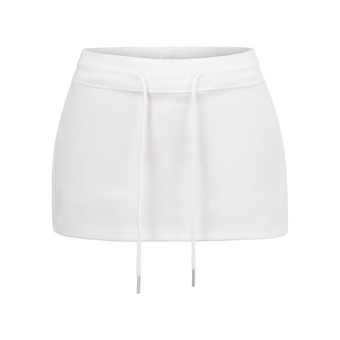 Elegant Mature Women's Solid Color High Waist Drawstring Bodycon Skirt-Pants