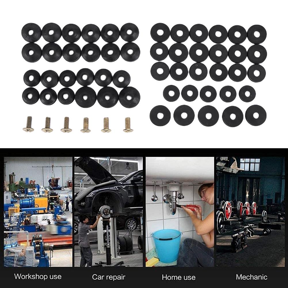 58 Pcs Faucet Washer Assortment Kit Flat and Beveled Faucet Washers Replacement Kit Rubber for Kitchen Tap Or Bathroom Sink Leak