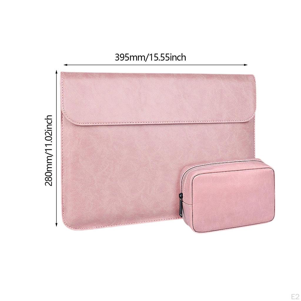 Laptop Sleeve 14 15 Inch Lightweight Dustproof Outdoor Cover Soft for Macbooks Storage PU Leather