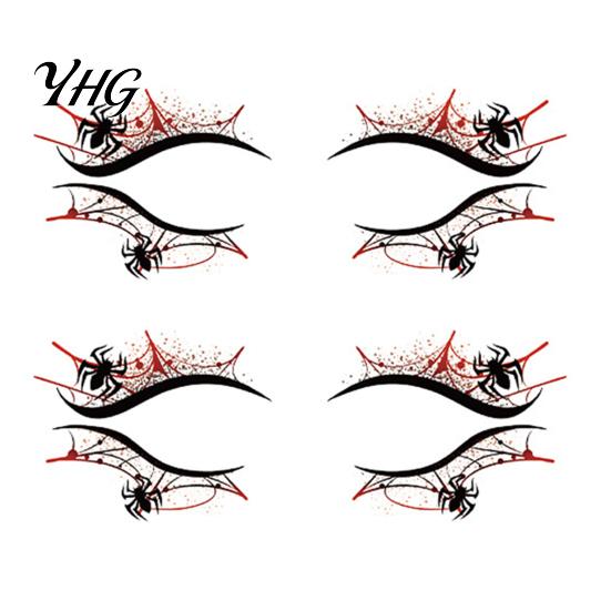 Waterproof Cosplay Makeup Transfers 2 Pairs Halloween Eye Tattoo Stickers, Temporary Face Decals with Quick Art for Novices Pumpkin Bat Spider