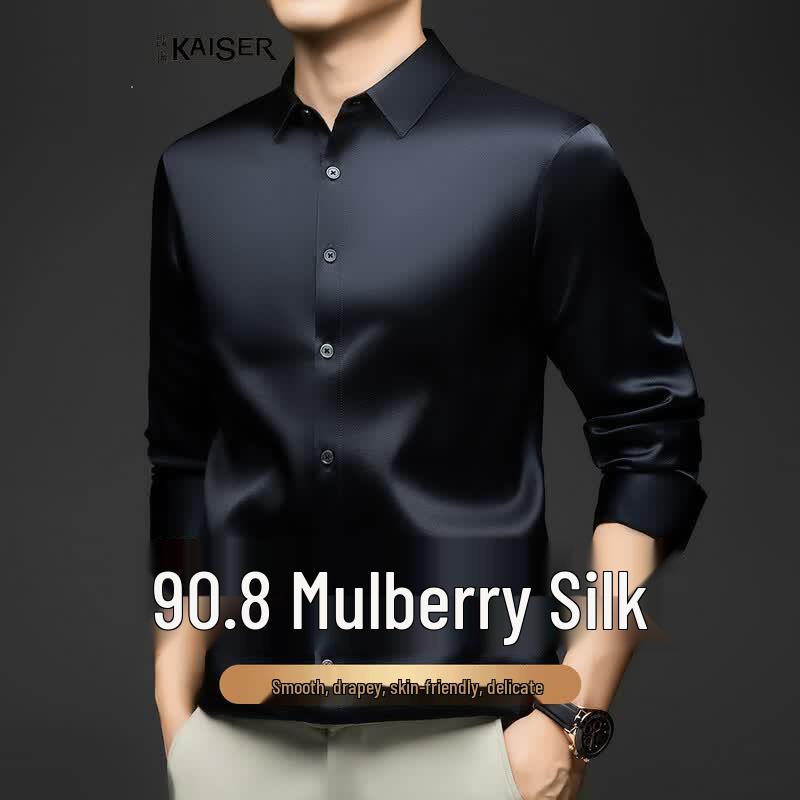 Men s Mulberry Silk Blend Long-Sleeve Shirt 52
