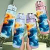 1PC Swirl Blue Orange Cloud Abstract Texture Print 750ml Color Plastic Sports Water Bottle Leakproof Flip Straw Lid Suitable for Sports Office Use