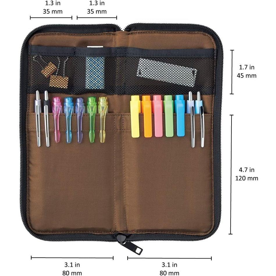 [Lihit Lab] Kompaktní černé ploché pouzdro na tužky     Elegantní a přenosné pro školní a kancelářské použití