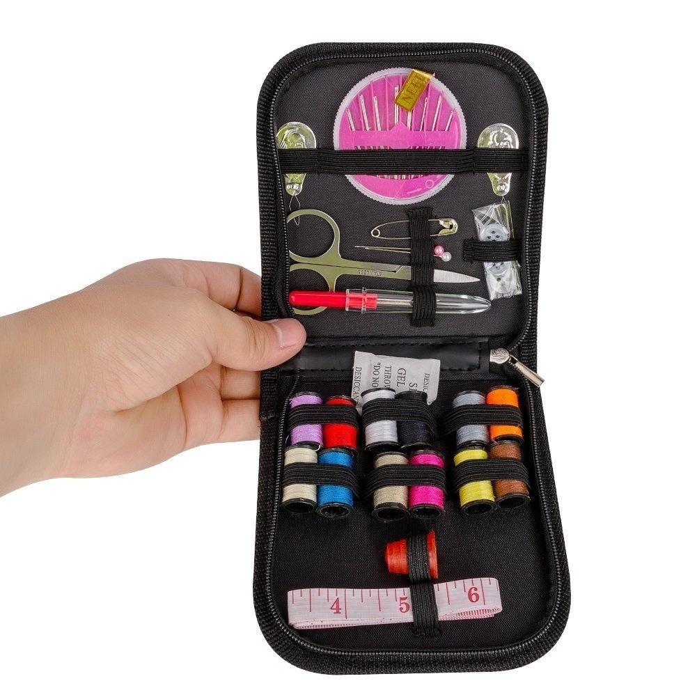 Kit de costura para el hogar, kit de costura con aguja de coser, kit de costura para viaje, 90 piezas de núcleo de manga de plástico