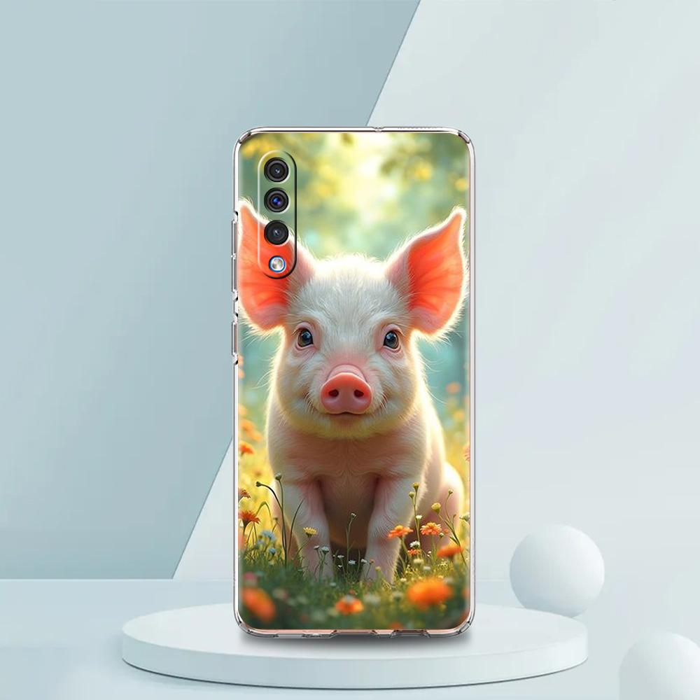 Transparent Phone Case for Samsung Galaxy A16 A14 A12 A22 A24 A42 A02 A03S A06 A20 A30 A40 Soft TPU Cover Cute Pig Pattern Capas